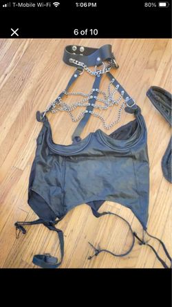 Black bodice / bottoms with Leather Chain Harness