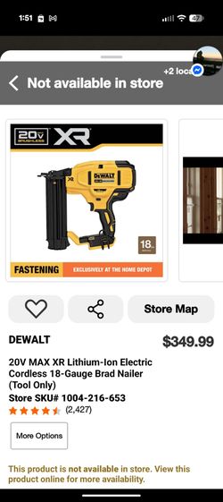 DEWALT 20V MAX XR Cordless 18-Gauge Brad Nailer (Tool Only)