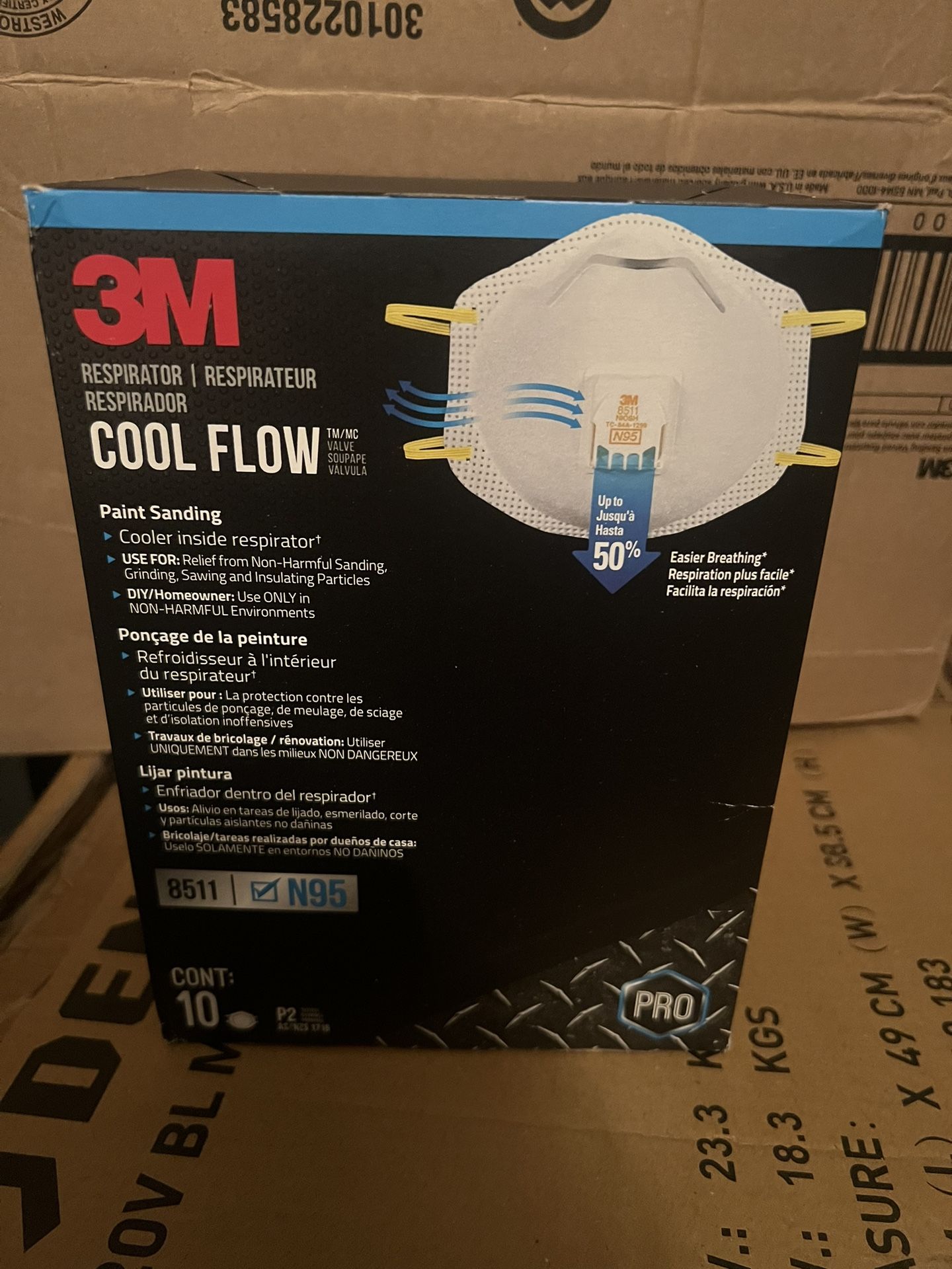 3M Cool Flow Valve Respirator 8511, N95