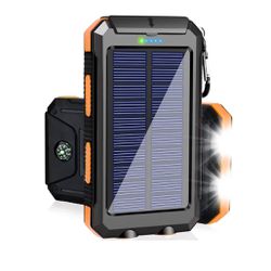 new Solar Charger Power Bank, 38800mAh Portable Charger Fast Charger Dual USB Port Built-in Led Flashlight and Compass for All Cell Phone and Electron