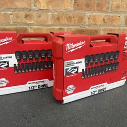 New Milwaukee Shockwave 1/2 Drive Impact 19 Piece Socket Set 