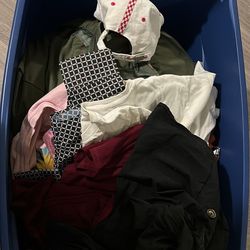 Large bin of clothes 