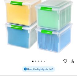 IRIS USA File Box File Organizer Plastic File Box for Letter/Legal File, BPA-Free Plastic Storage Bin Tote Organizer w/Secure Latching Lid and Easy-Sl