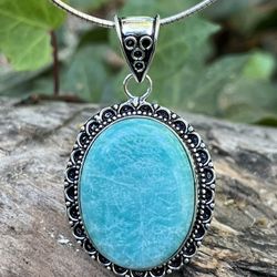 925 silver overlay Amazonite pendant