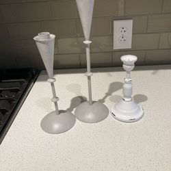 Various metal Candle stick holders - 3 count 