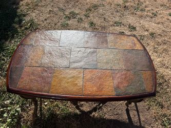 Slate Tile Top Coffee Table with Metal Base