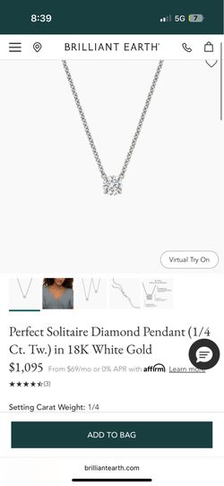 Silver Natural Diamond Floating Solitaire Pendant H-I1/I2 and Necklace