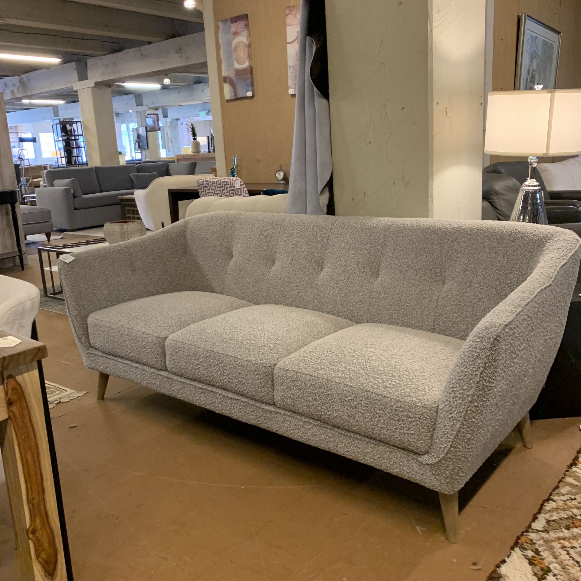 Grey Boucle Bucket Sofa