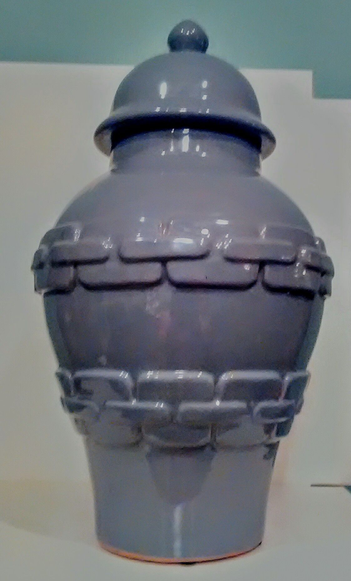 14.25" x 7.5" Decorative Gray Ceramic Vase