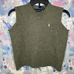 Polo Ralph Lauren Sweater Vest 100% Lambswool Mens XL Green w/ Pony Logo D19