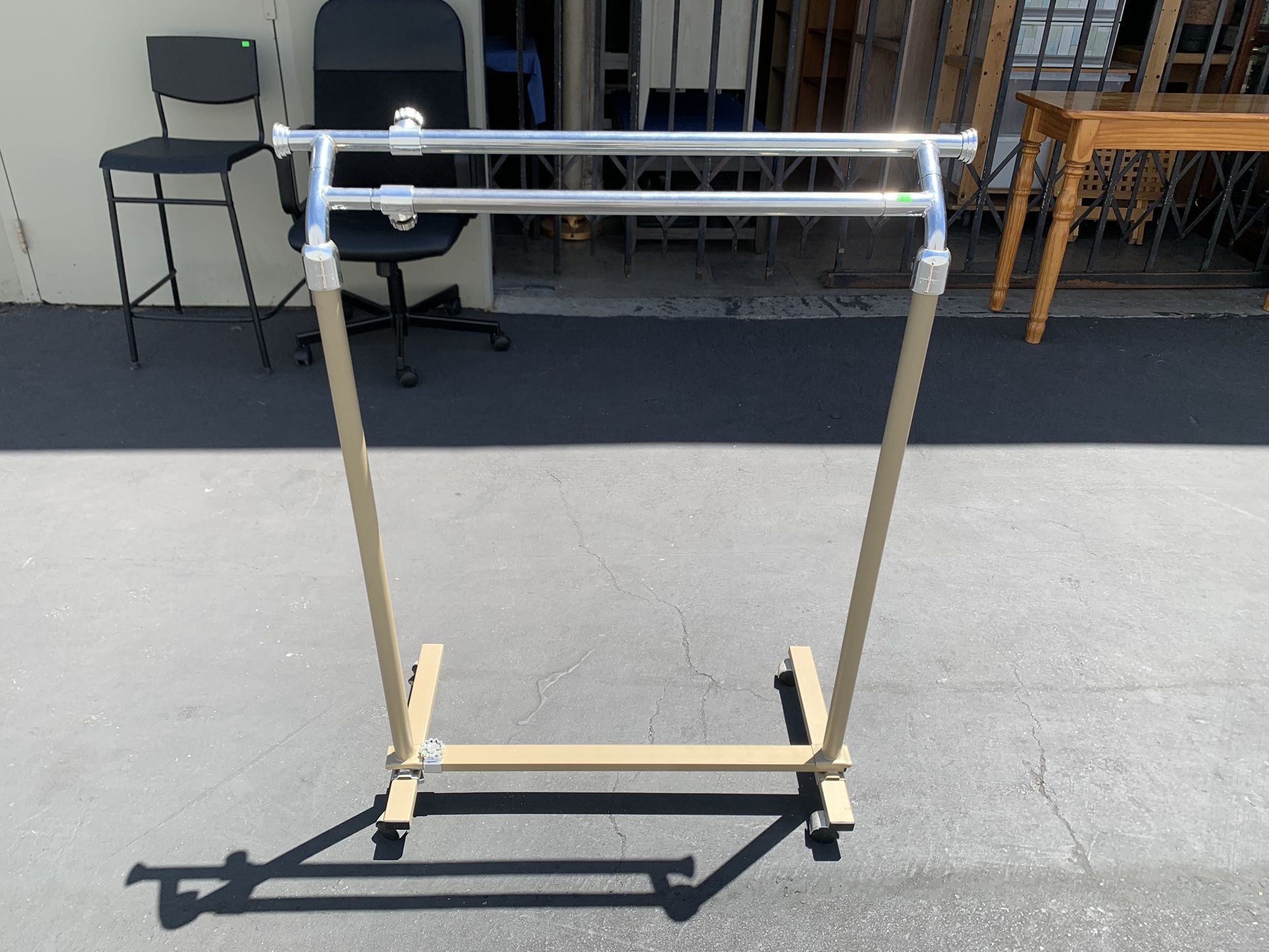 Height Width Adjustable Clothes Rack with Wheels Good Condition