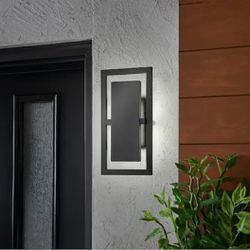 Railford 1-Light Oil Rubbed Bronze Outdoor Integrated LED Wall Lantern Sconce with Etched Lens (Quantity 4)
