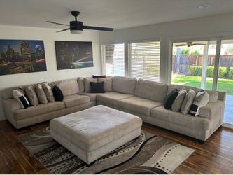 Oversized L-Shaped Sectional Sofa with Matching Ottoman avail 11/1
