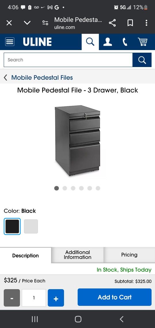Mobile Pedestal File - 3 Drawer lockable - BLACK