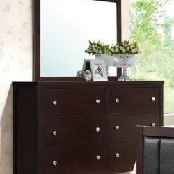 Beautiful Cappuccino Finish Dresser With Lots Of Storage! Best Prices!