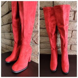 Women's Red Knee High Boots