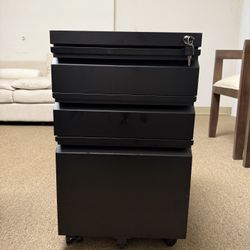 3 Drawer File Cabinet with Lock,Under Desk Rolling Small Filing Cabinet for Home Office Storage, Mobile Steel Cabinets with Wheels, Black,Requires Ass