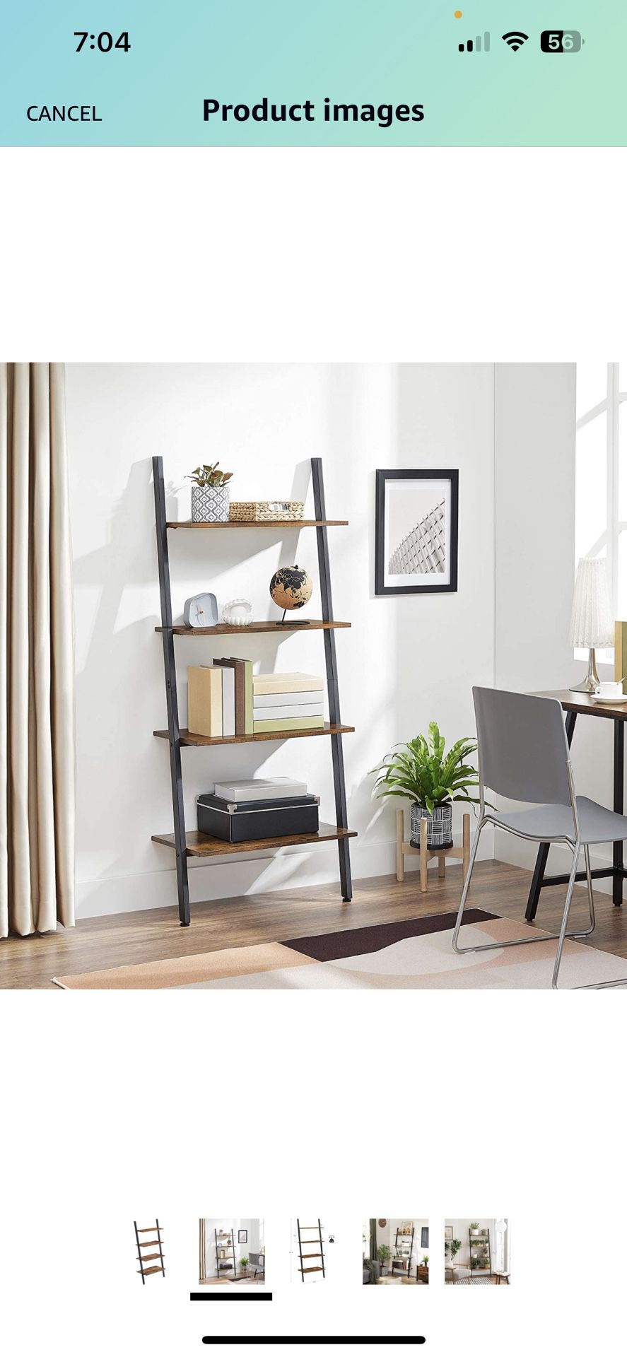 Brand New Ladder Shelf, 4-Tier Bookshelf, Storage Rack Shelves, for Living Room, Kitchen, Office, Steel, Stable, Sloping, Leaning Against The Wall, In