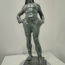 Antique Belgian Bronze Sculpture – Signed “Ant Nelson” – 28” Figural Laborer