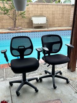 2 Black Mesh Office Chairs – $25 Each or $50 for Both