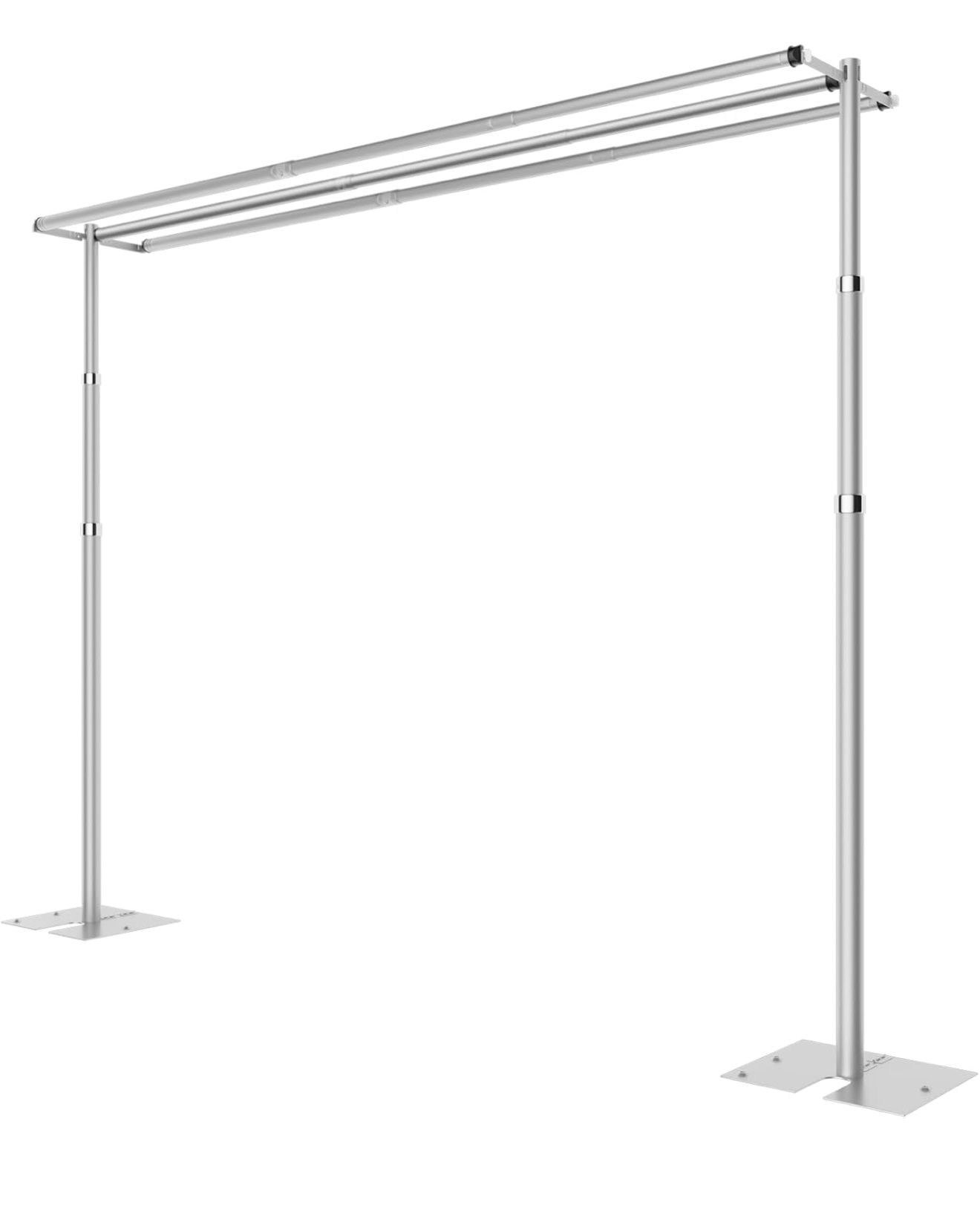 10x10ft Pipe and Drape Backdrop Stand, Three Crossbar, Heavy Duty Adjustable Background Frame with Metal Base for Parties Photography Wedding Photosho