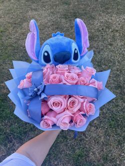 Stitch, flower arrangement, bouquet valentines