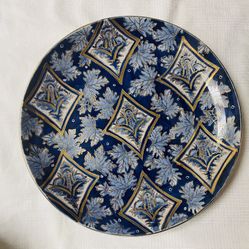 🔲. COBALT BLUE HAND PAINTED PORCELAIN BASE PLATE.