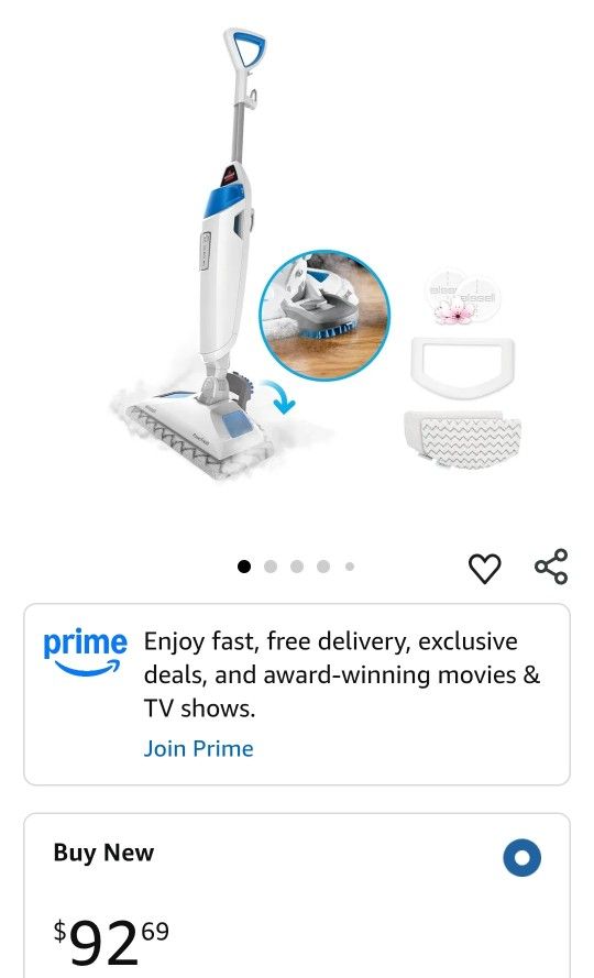 Bissell Power Fresh Steam Mop with Natural Sanitization, Floor Steamer, Tile Cleaner, and Hard Wood Floor Cleaner with Flip-Down Easy Scrubber, 1940A