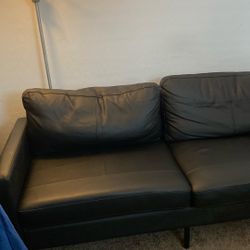 Black Leather Like Sofa