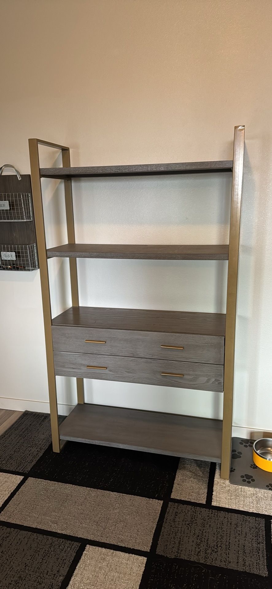 Metal Bookcase with Drawers Grey