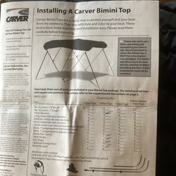 Carver 3 Bow Tops Bimini Fits Boat With 8 Foot Beam