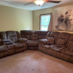 Sectional Set 2 Recliners With Sleeper