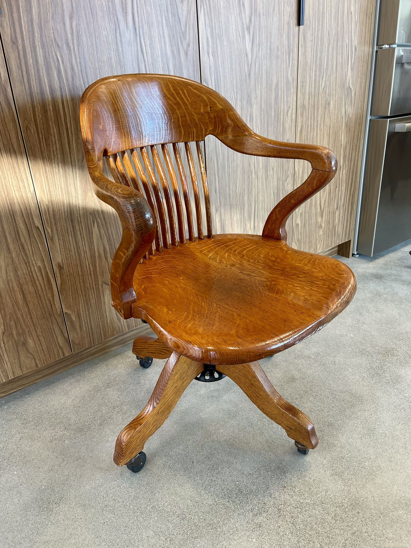 Antique Tiger Oak Desk Chair