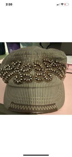 Olive & Pique Women's Newsboy Cap olive color/Striped Beaded One Size