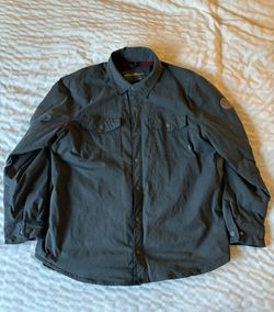 Eddie Bauer gray fleece lined long sleeve snap up shirt jacket Men's size XL