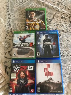 Three PS4 games and two Xbox one games in perfect conditions