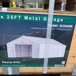 AllMetal K2545W 46' by 25' Steel Garage Building. New In Crate!