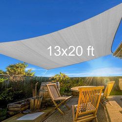 (New in box) $40 Large 13x20’ Sun Shade Sail Outdoor Top Cover 95% UV Block 175gsm (Gray color) 