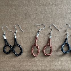 Leather Knot Dangle Earrings 