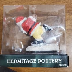 Hermitage Pottery Poly Stone Skating Santa.  