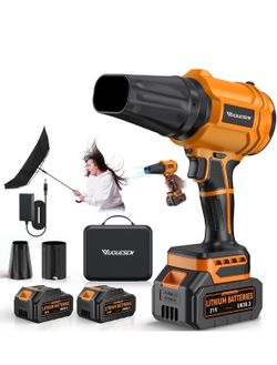 YUQUESEN 21V Handheld Leaf Blower 2 Batteries Lightweight w Accessories Case