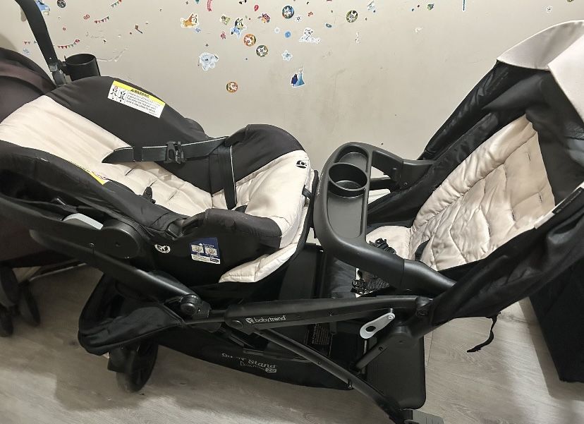 Baby Stroller Sit And Stand With Car Seat And Car Base
