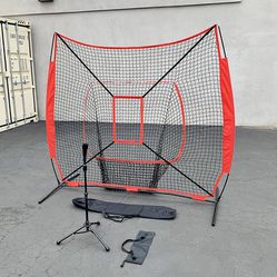 $65 (New in box) Baseball softball (7x7’ net & ball tee set) practice hitting & pitching net w/ carry bag 