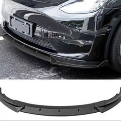 Fit 20-22 Tesla Y 3PCS Front Bumper Lip Spoiler PP IKON Style Matte Black