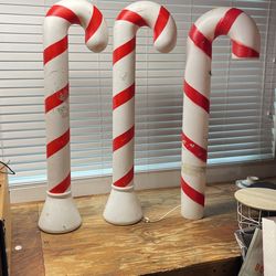 3 Vintage Candy Cane Blow Molds