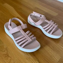 Clarks Cloudsteppers Comfort Sandals Size 10 taupe pink