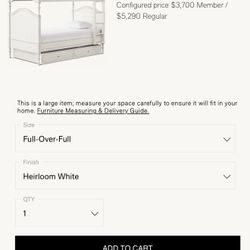 RH Restoration Hardware Bellina Full On Full Bunkbed Bed