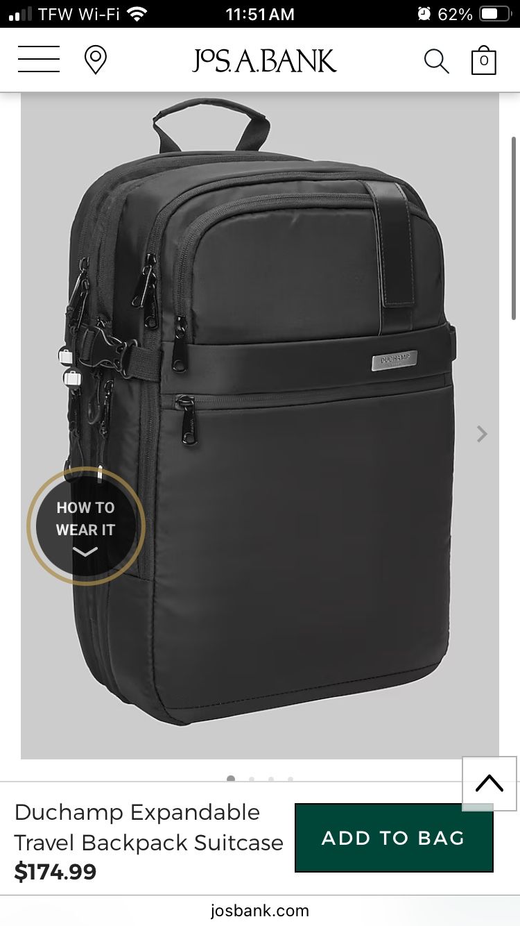 Duchamp Getaway Expandable Carry On Backpack Suitcase with