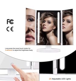 Outtop Tri-Fold LED Touch Screen Vanity Mirror