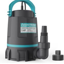 Aquastrong Sump Pump 1 HP 4500 GPH Submersible Water Pump Thermoplastic Portable Utility Pump High Flow Water Removal for Swimming Pool Garden Pond Ba